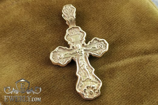 Golden Orthodox cross with the crucifixion of Christ to buy 008163IA