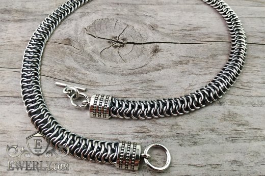 Big men's chain "Dragon Scale" of sterling silver to buy 111030GE