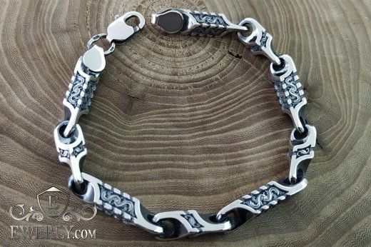 Авторський срібний браслет з чорнінням - купити плетіння із срібла 121504XS