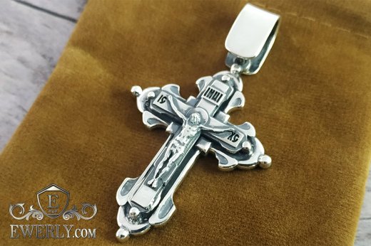 Buy men's silver cross with blackening 131009KB