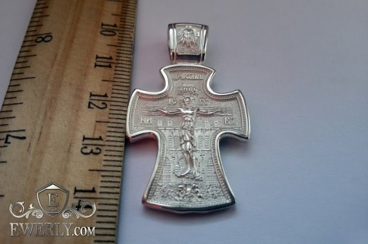 Православный серебряный нательный крест на шею купить