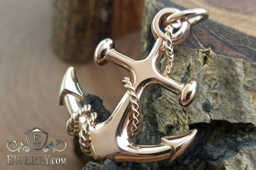 Pendant Anchor made of gold, фото