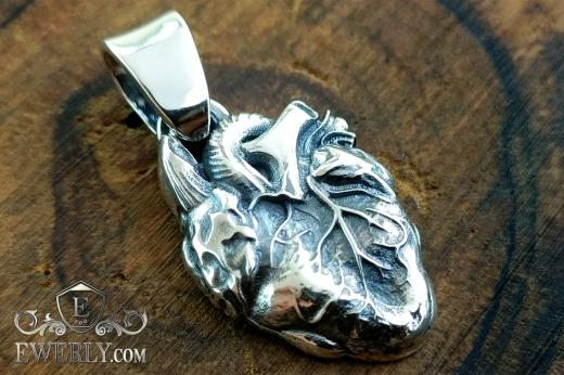 Silver pendant "Anatomical heart", фото