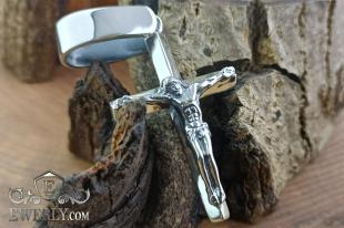 Серебряный крестик с распятием Иисуса Христа, фото