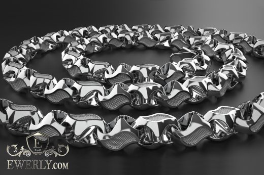 Авторская мужская эксклюзивная серебряная цепочка - купить плетение из серебра 111510YK