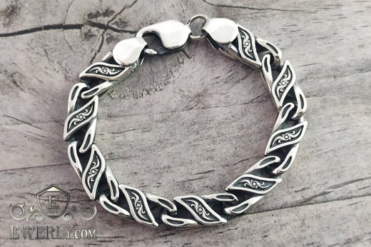 Авторський ексклюзивний срібний браслет - купити плетіння із срібла з чорнінням