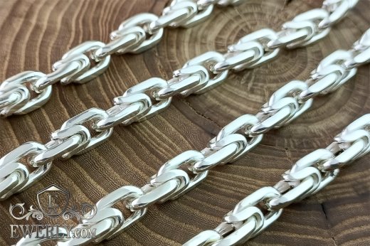 Необычное якорное плетение из серебра с дополнительными звеньями заказать