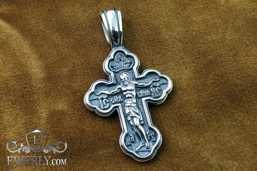 Православный нательный крестик из серебра купить 08201IK