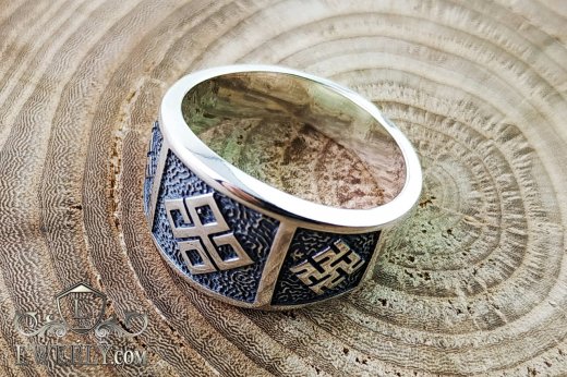 Buy men's silver ring with Slavic symbols