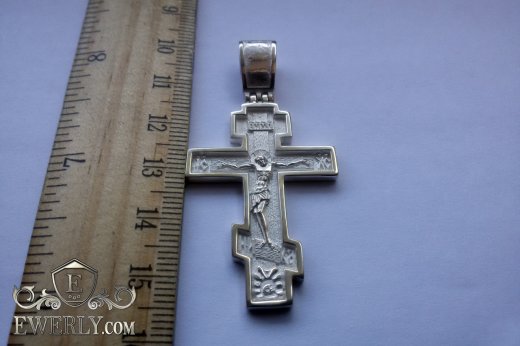 Срібний хрест 925 проби, ціна на православний натільний хрестик