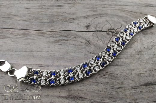 Bracelet "Double Arabic bismarck" of sterling silver with stones to buy 121041JN