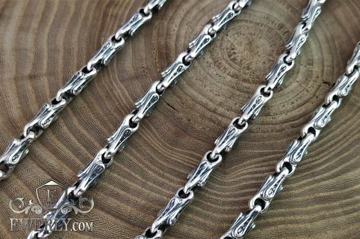 Плетение цепочки из серебра авторское - купить необычное серебряное плетение 101507SA