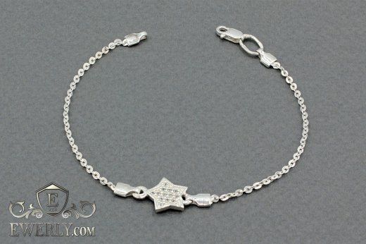 Срібний браслет з підвіскою у вигляді зірки жіночий купити