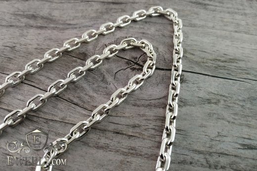 Big men's chain "Anchor with edges" of  silver to buy 111006DD