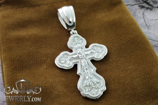 Ювелирный серебряный крест нательный православный купить
