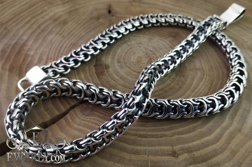Мужская серебряная цепочка на шею 925°, купить для мужчины плетение «Фантом»