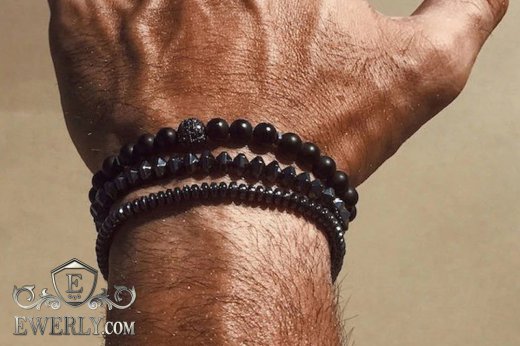 Комплект мужских каменных браслетов на руку  купить 123050JJ