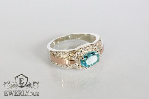 Women's ring of sterling silver with stones to buy 0017KH