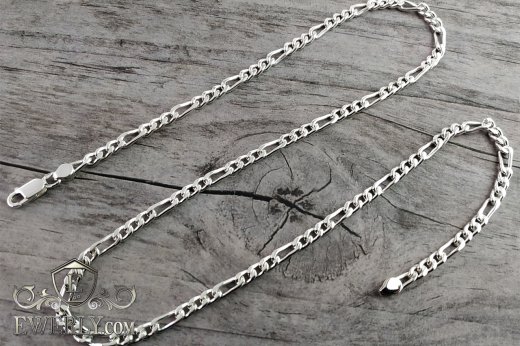 Серебряная цепочка Фигаро мужская, фото плетения