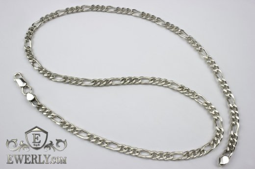 Серебряная цепочка Фигаро мужская, фото плетения