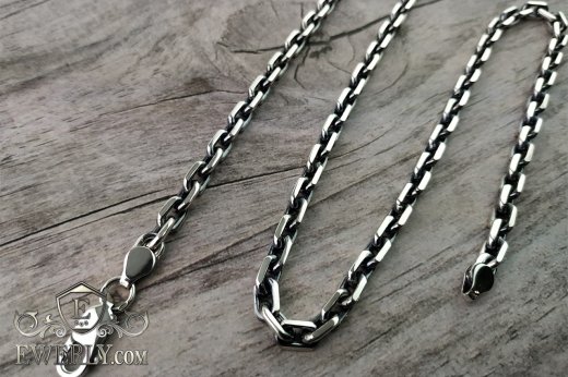 Chain "Anchor with edges" of  silver for men to buy 111006ID