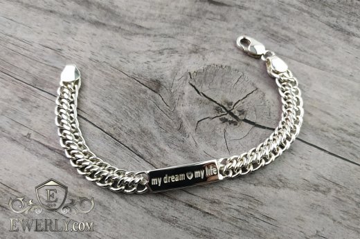 Buy a silver bracelet with a plate - weaving "Double carapace (Ten)"