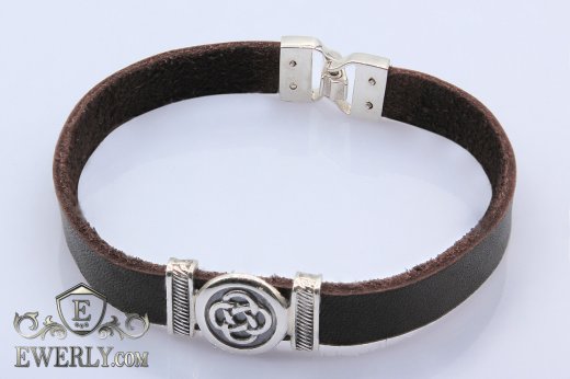 Leather bracelet with sterling silver to buy 22084JZ