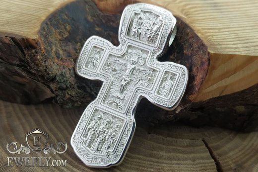 Православный крест нательный (серебро 925 пробы) мужской большой купить