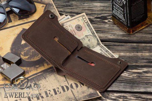 Кожаный кошелёк ручной работы мужской купить 11007EI