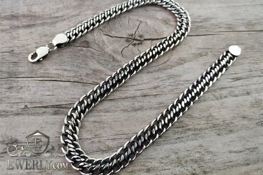 Big chain "Ten (double carapace)" of sterling silver for men to buy 111010SF