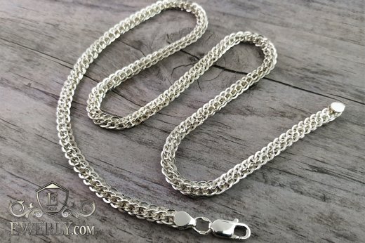 Серебряная цепочка 65 см. Купить плетение Молния на шею